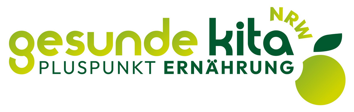 Logo Pluspunkt Ernährung in grün mit Apfelmotiv. Gesunde Kita